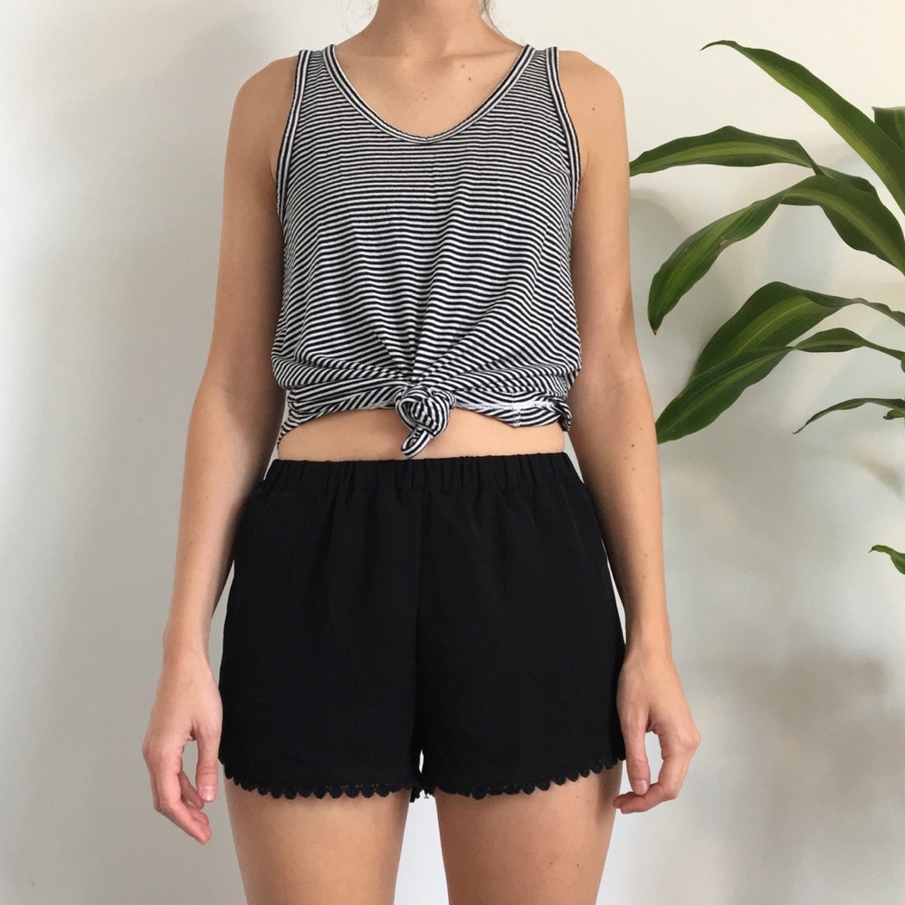 Shorts with Black Scallop Detailing